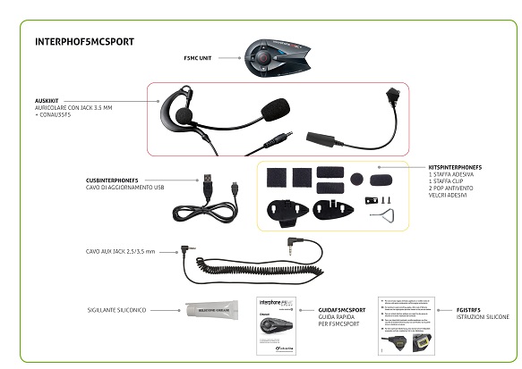 INTERPHONE AURICOLARE BLUETOOTH F5MC SPORT INTERFONO MOTO SPORT